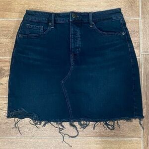 Dark Indigo Denim Mini Skirt - Raw Hem - Size 8